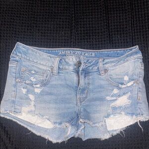 American Eagle Outfitters Light Blue Distressed Jean Shorts